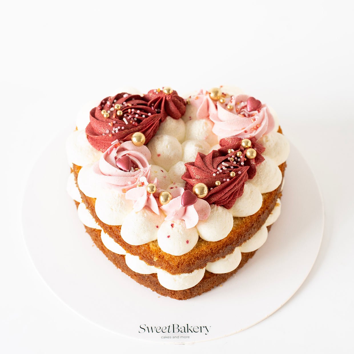 Tarta Corazón Tentación de Nata y Fresa